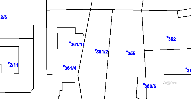 Parcela st. 361/2 v KÚ Okrouhlá u Nového Boru, Katastrální mapa