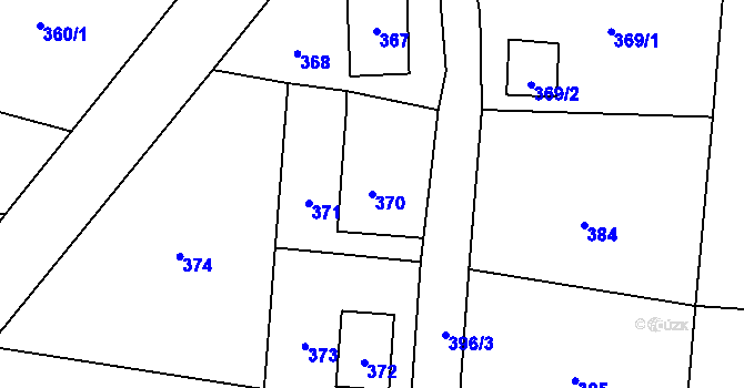 Parcela st. 370 v KÚ Okrouhlá u Nového Boru, Katastrální mapa