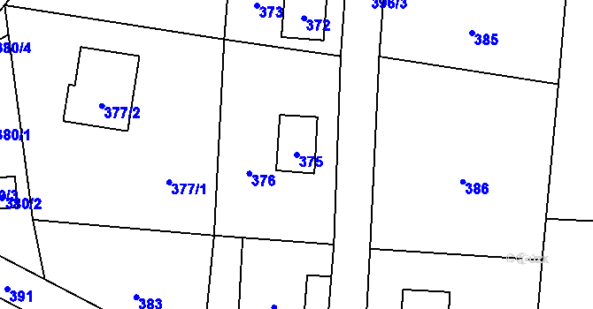 Parcela st. 375 v KÚ Okrouhlá u Nového Boru, Katastrální mapa