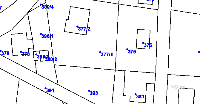 Parcela st. 377/1 v KÚ Okrouhlá u Nového Boru, Katastrální mapa