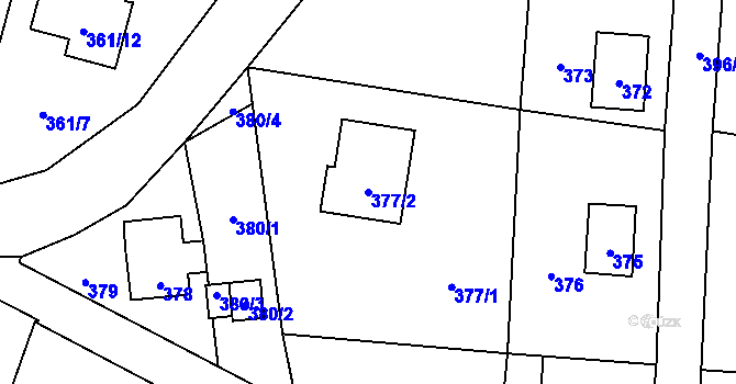 Parcela st. 377/2 v KÚ Okrouhlá u Nového Boru, Katastrální mapa