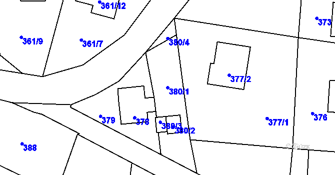 Parcela st. 380/1 v KÚ Okrouhlá u Nového Boru, Katastrální mapa