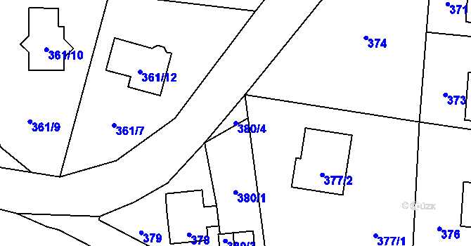 Parcela st. 380/4 v KÚ Okrouhlá u Nového Boru, Katastrální mapa