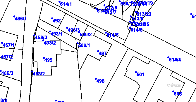Parcela st. 497 v KÚ Okrouhlá u Nového Boru, Katastrální mapa