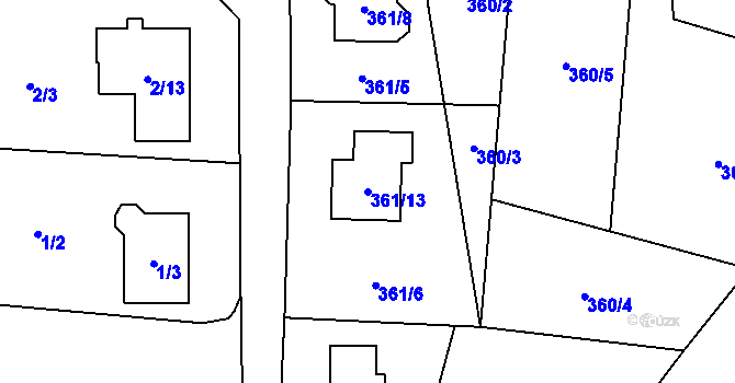 Parcela st. 361/13 v KÚ Okrouhlá u Nového Boru, Katastrální mapa