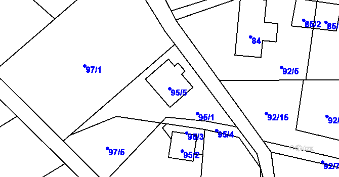 Parcela st. 95/5 v KÚ Okrouhlá u Nového Boru, Katastrální mapa