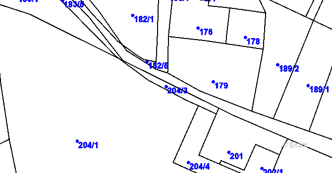 Parcela st. 204/3 v KÚ Okrouhlá u Nového Boru, Katastrální mapa