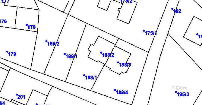 Parcela st. 188/2 v KÚ Okrouhlá u Nového Boru, Katastrální mapa