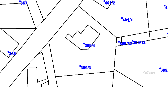 Parcela st. 369/4 v KÚ Okrouhlá u Nového Boru, Katastrální mapa