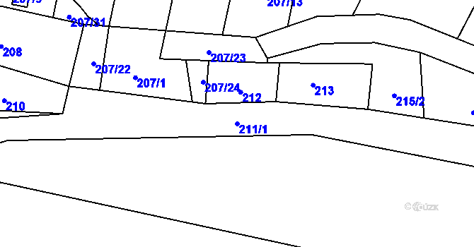 Parcela st. 211/1 v KÚ Okrouhlá u Nového Boru, Katastrální mapa