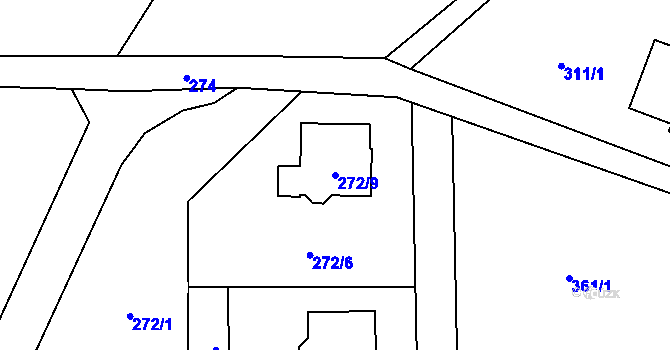 Parcela st. 272/9 v KÚ Okrouhlá u Nového Boru, Katastrální mapa