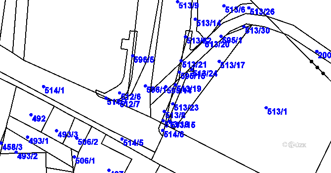 Parcela st. 595/14 v KÚ Okrouhlá u Nového Boru, Katastrální mapa