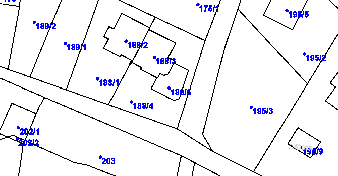 Parcela st. 188/5 v KÚ Okrouhlá u Nového Boru, Katastrální mapa