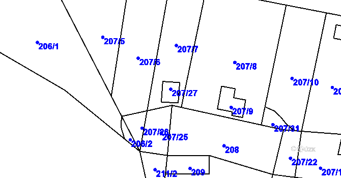 Parcela st. 207/27 v KÚ Okrouhlá u Nového Boru, Katastrální mapa