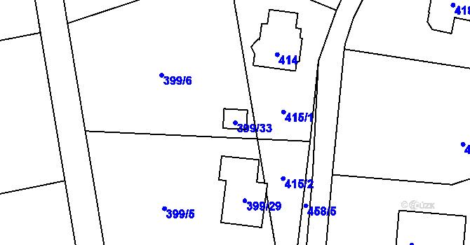 Parcela st. 399/33 v KÚ Okrouhlá u Nového Boru, Katastrální mapa