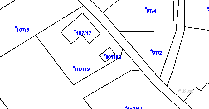 Parcela st. 107/18 v KÚ Okrouhlá u Nového Boru, Katastrální mapa