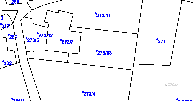 Parcela st. 273/13 v KÚ Okrouhlá u Nového Boru, Katastrální mapa
