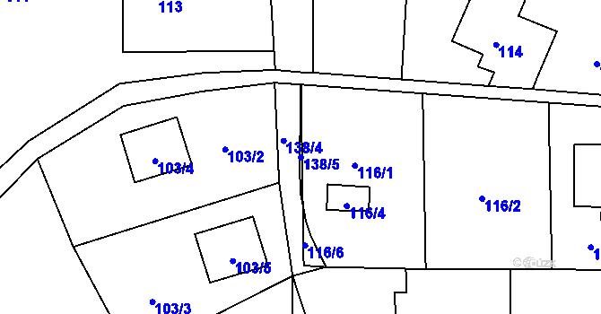 Parcela st. 138/5 v KÚ Okrouhlá u Nového Boru, Katastrální mapa