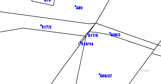 Parcela st. 518/14 v KÚ Okrouhlá u Nového Boru, Katastrální mapa
