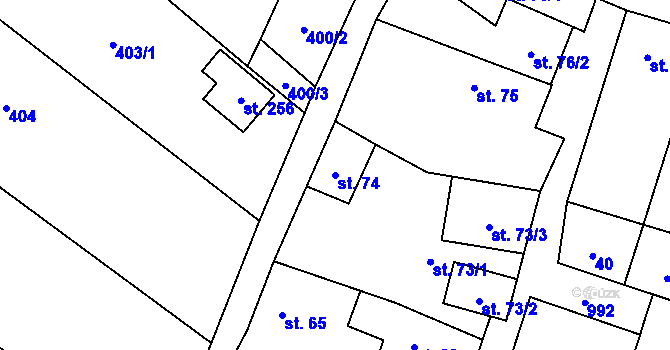 Parcela st. 74 v KÚ Okrouhlá u Boskovic, Katastrální mapa
