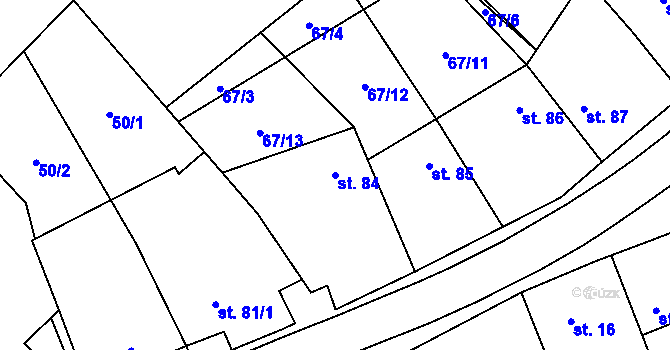 Parcela st. 84 v KÚ Okrouhlá u Boskovic, Katastrální mapa