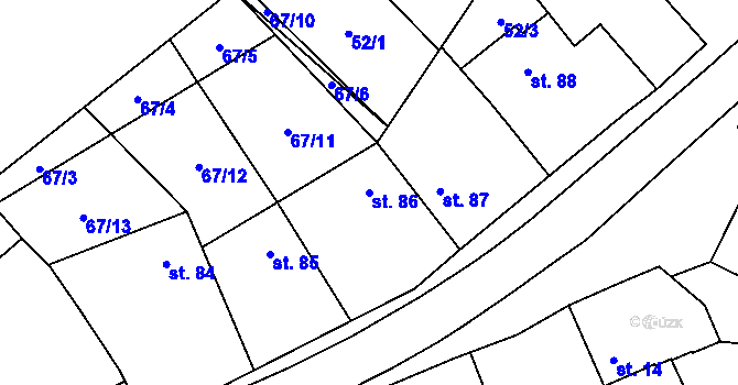 Parcela st. 86 v KÚ Okrouhlá u Boskovic, Katastrální mapa