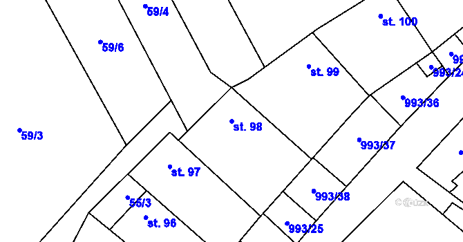 Parcela st. 98 v KÚ Okrouhlá u Boskovic, Katastrální mapa