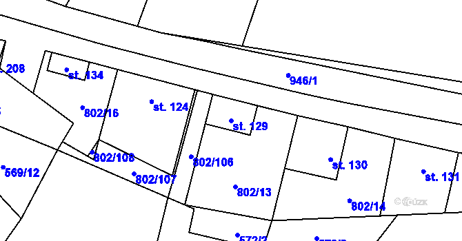Parcela st. 129 v KÚ Okrouhlá u Boskovic, Katastrální mapa