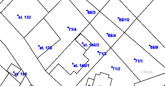Parcela st. 145/2 v KÚ Okrouhlá u Boskovic, Katastrální mapa