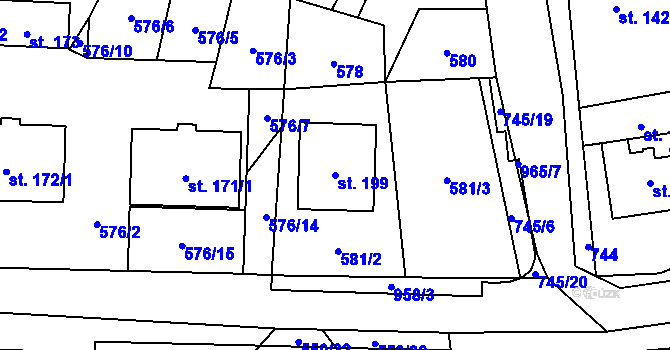 Parcela st. 199 v KÚ Okrouhlá u Boskovic, Katastrální mapa