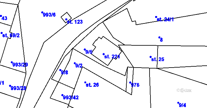 Parcela st. 221 v KÚ Okrouhlá u Boskovic, Katastrální mapa