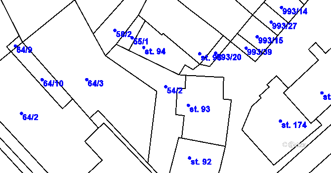 Parcela st. 54/2 v KÚ Okrouhlá u Boskovic, Katastrální mapa