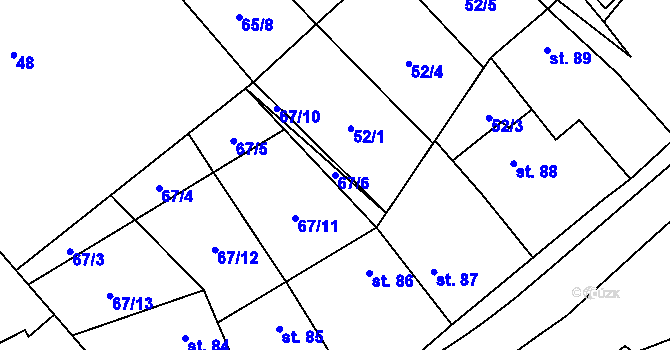 Parcela st. 67/6 v KÚ Okrouhlá u Boskovic, Katastrální mapa