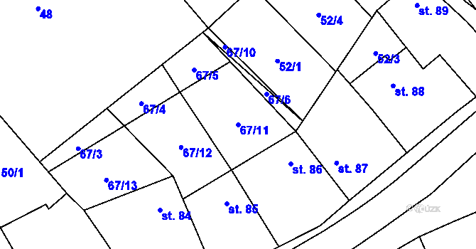 Parcela st. 67/11 v KÚ Okrouhlá u Boskovic, Katastrální mapa