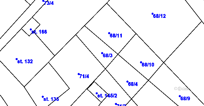 Parcela st. 68/3 v KÚ Okrouhlá u Boskovic, Katastrální mapa