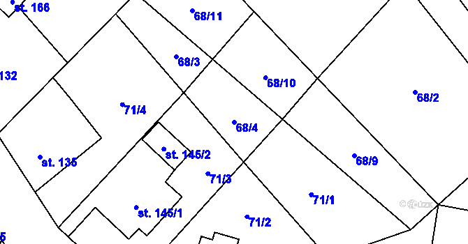 Parcela st. 68/4 v KÚ Okrouhlá u Boskovic, Katastrální mapa