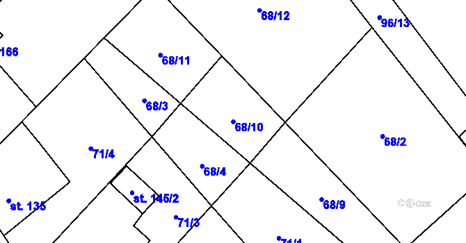 Parcela st. 68/10 v KÚ Okrouhlá u Boskovic, Katastrální mapa