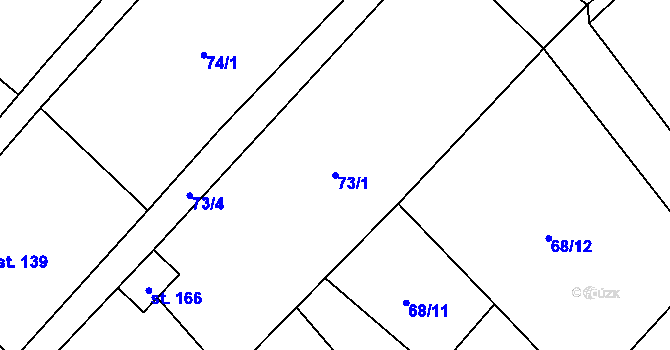 Parcela st. 73/1 v KÚ Okrouhlá u Boskovic, Katastrální mapa