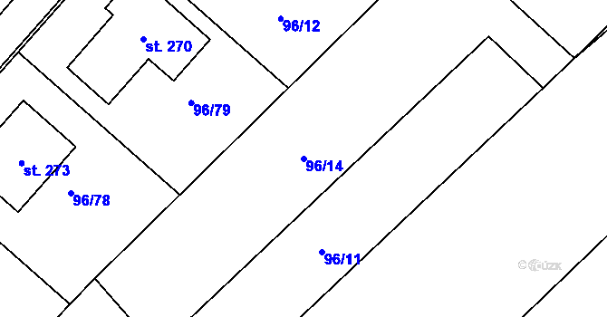 Parcela st. 96/14 v KÚ Okrouhlá u Boskovic, Katastrální mapa