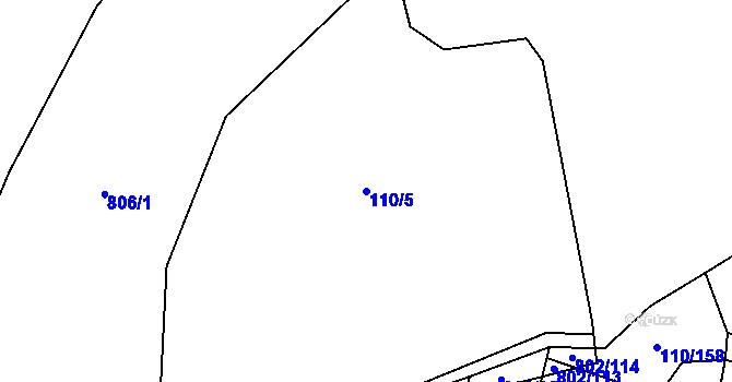 Parcela st. 110/5 v KÚ Okrouhlá u Boskovic, Katastrální mapa