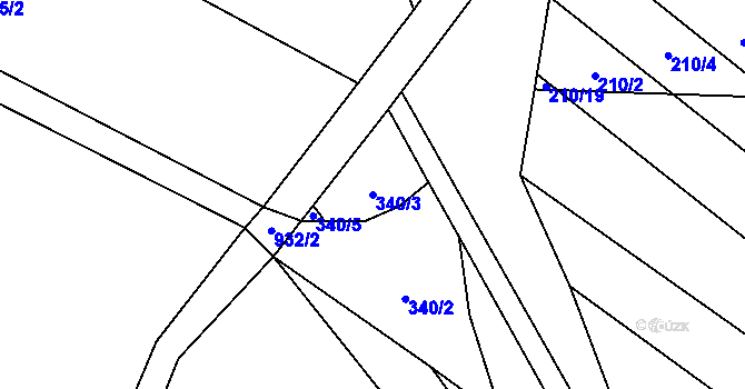 Parcela st. 340/3 v KÚ Okrouhlá u Boskovic, Katastrální mapa