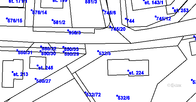 Parcela st. 532/5 v KÚ Okrouhlá u Boskovic, Katastrální mapa