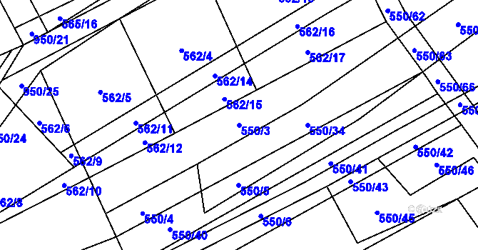 Parcela st. 550/3 v KÚ Okrouhlá u Boskovic, Katastrální mapa