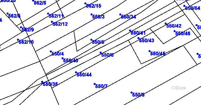 Parcela st. 550/6 v KÚ Okrouhlá u Boskovic, Katastrální mapa