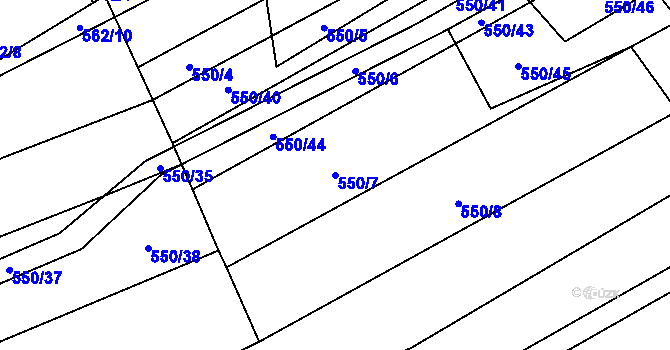 Parcela st. 550/7 v KÚ Okrouhlá u Boskovic, Katastrální mapa