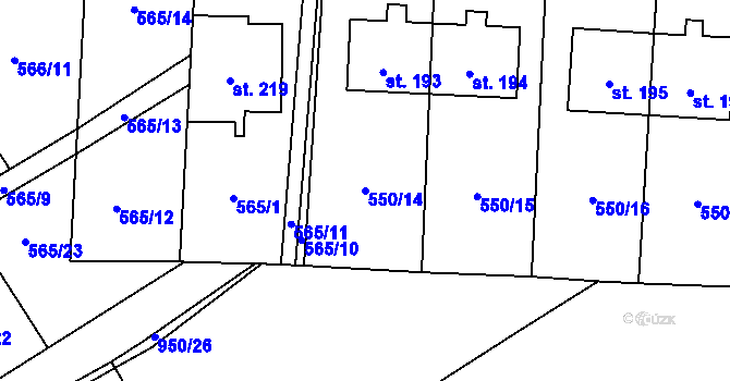 Parcela st. 550/14 v KÚ Okrouhlá u Boskovic, Katastrální mapa