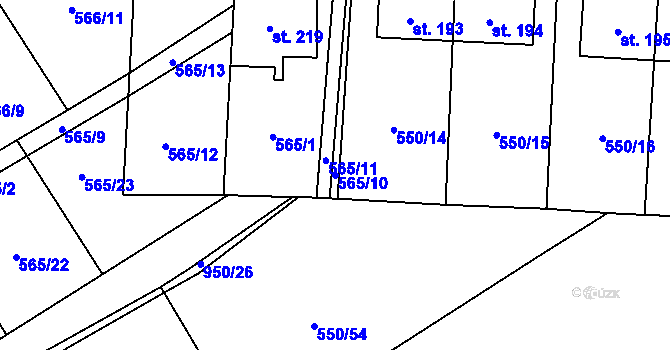 Parcela st. 565/10 v KÚ Okrouhlá u Boskovic, Katastrální mapa