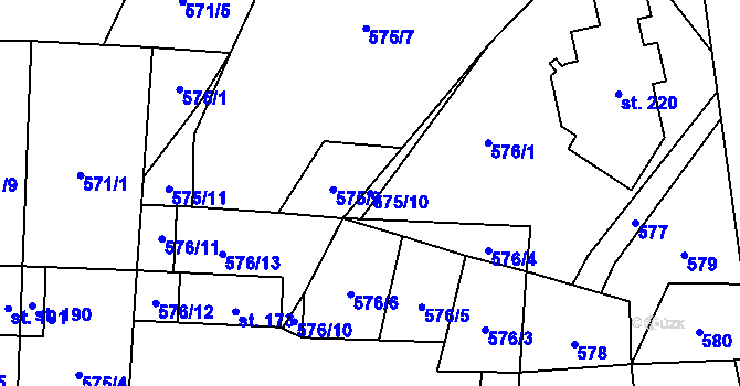 Parcela st. 575/10 v KÚ Okrouhlá u Boskovic, Katastrální mapa