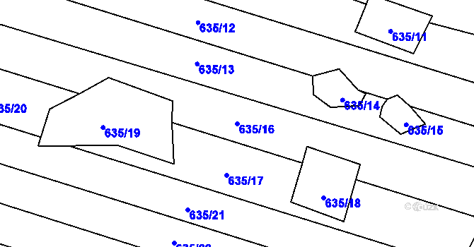 Parcela st. 635/16 v KÚ Okrouhlá u Boskovic, Katastrální mapa