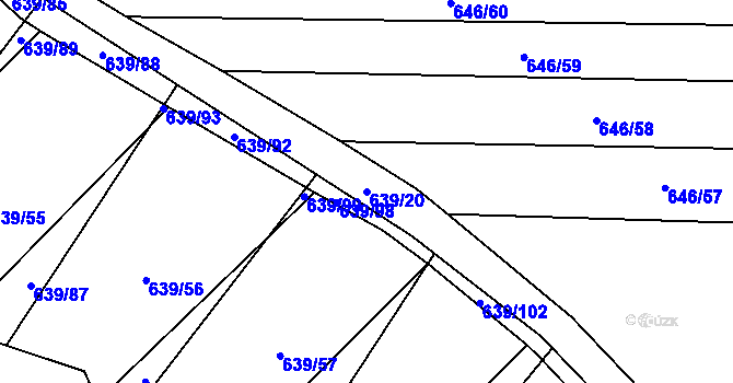 Parcela st. 639/20 v KÚ Okrouhlá u Boskovic, Katastrální mapa